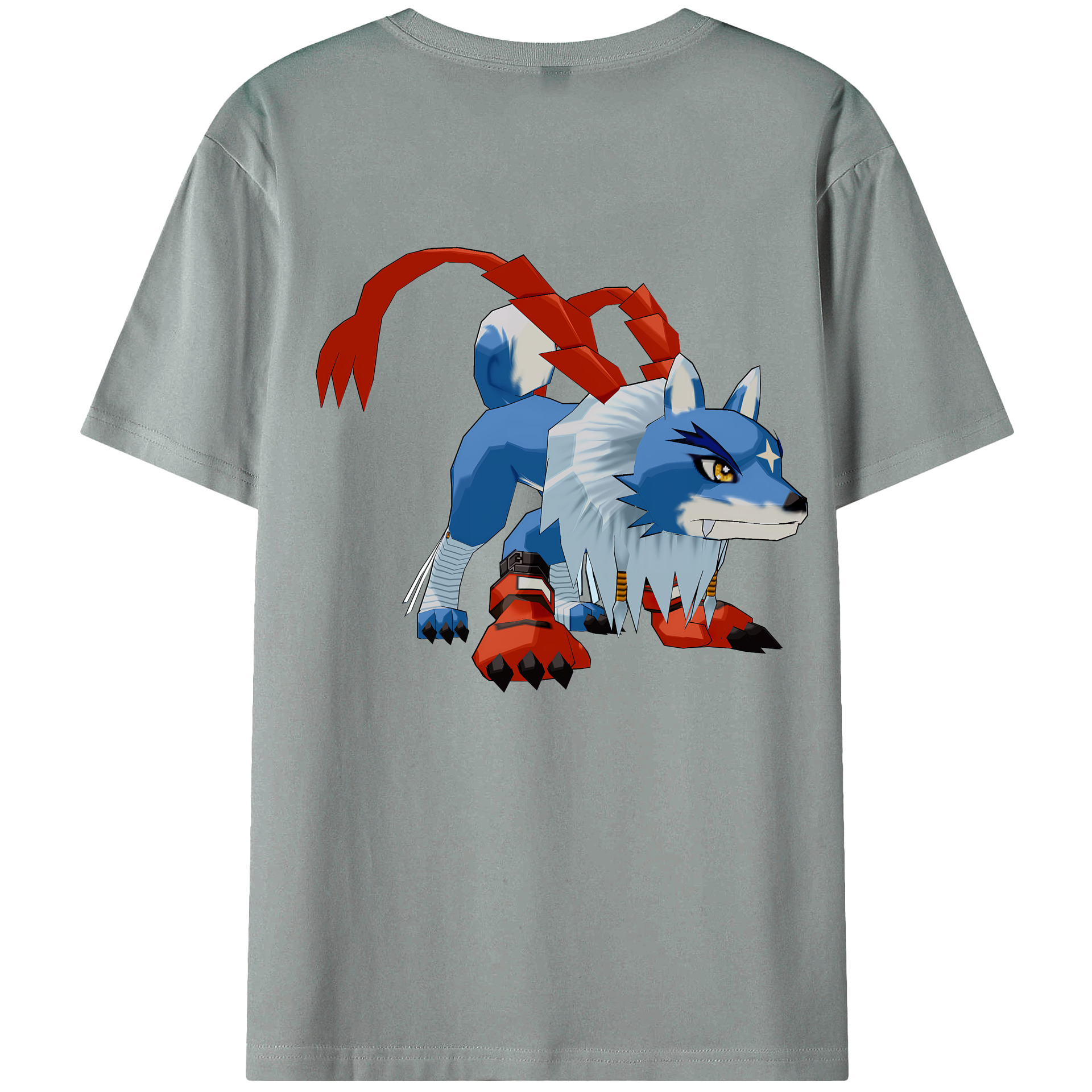 （画像用） Digimon デジタルモンスター/デジモン 綿100％ メンズ半袖Tシャツ（バックプリント） 通気性
